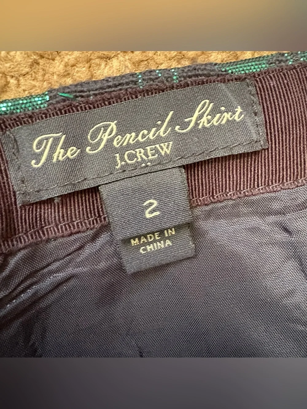 J.CREW The Pencil Skirt Women’s 2 Teal Navy Metallic Floral Brocade